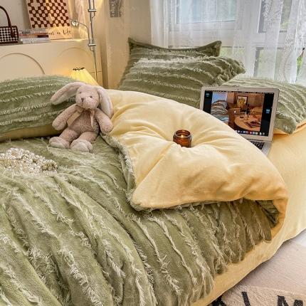 HL原创 2022新款流苏牛奶绒四件套 绿