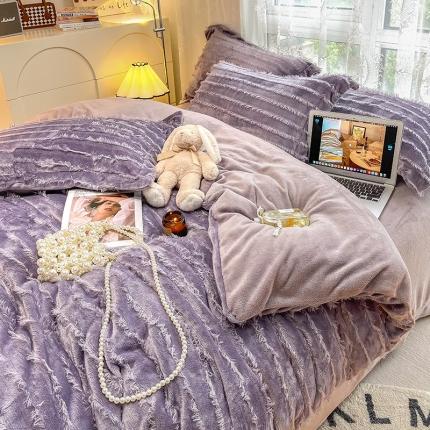 HL原创 2022新款流苏牛奶绒四件套 紫