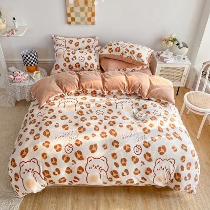 91家纺网 家纺一手货源 找家纺 澳梵 2022新款牛奶绒印花四件套 咖啡旋律