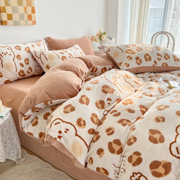 91家纺网 家纺一手货源 找家纺 澳梵 2022新款牛奶绒印花四件套 咖啡旋律