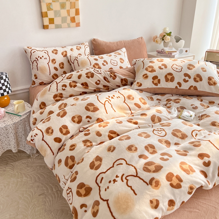 91家纺网 家纺一手货源 找家纺 澳梵 2022新款牛奶绒印花四件套 咖啡旋律