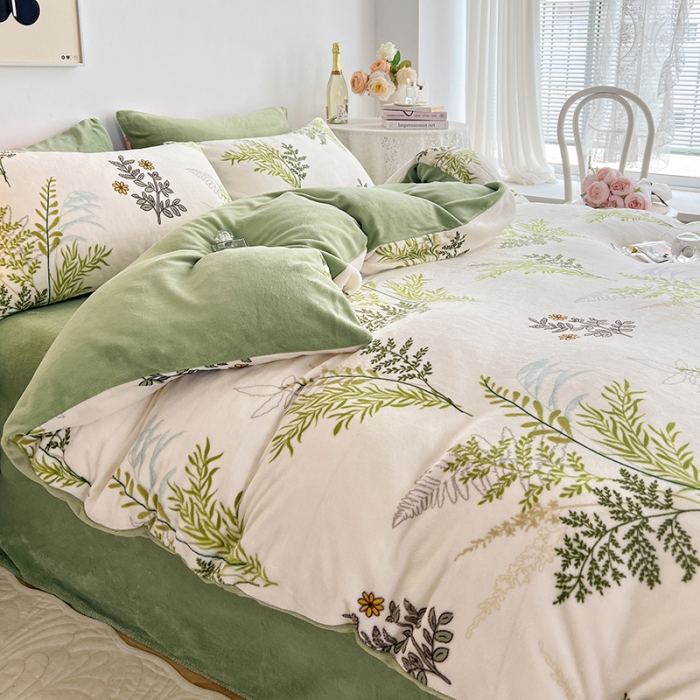 91家纺网 家纺一手货源 找家纺 澳梵 2022新款牛奶绒印花四件套 梦妍