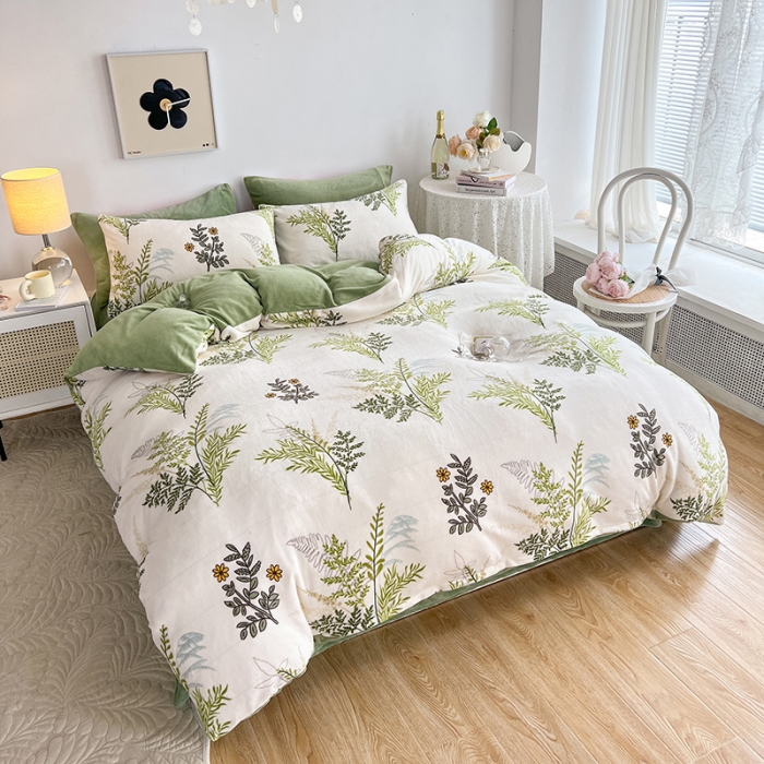 91家纺网 家纺一手货源 找家纺 澳梵 2022新款牛奶绒印花四件套 梦妍