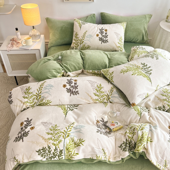 91家纺网 家纺一手货源 找家纺 澳梵 2022新款牛奶绒印花四件套 梦妍