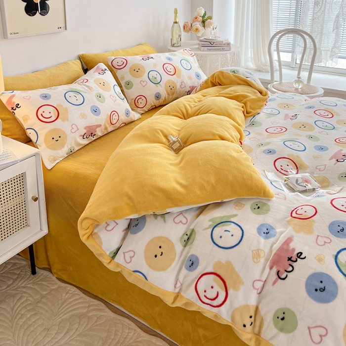 91家纺网 家纺一手货源 找家纺 澳梵 2022新款牛奶绒印花四件套 晴天