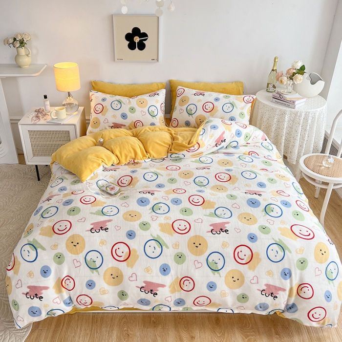 91家纺网 家纺一手货源 找家纺 澳梵 2022新款牛奶绒印花四件套 晴天