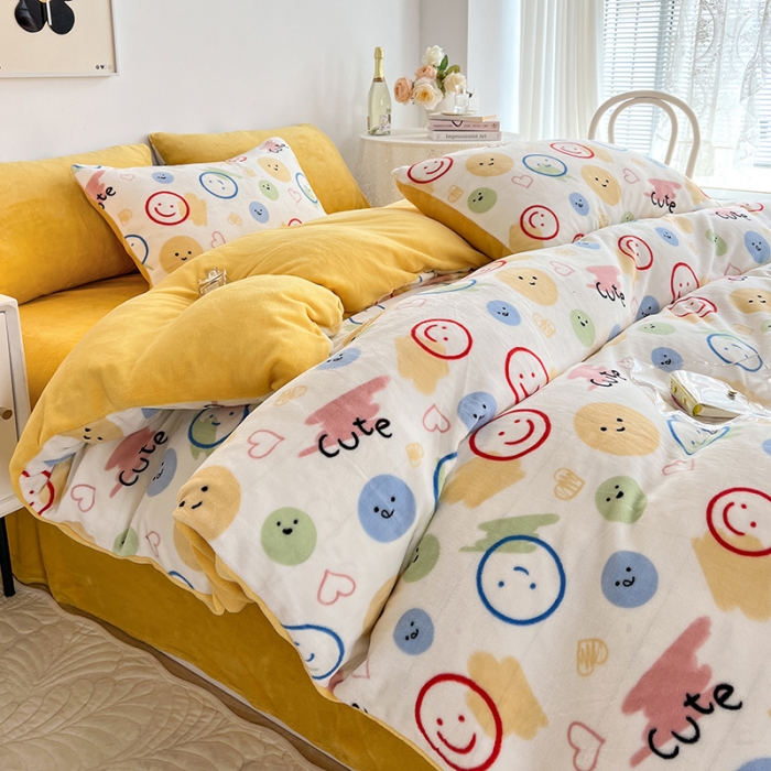 91家纺网 家纺一手货源 找家纺 澳梵 2022新款牛奶绒印花四件套 晴天