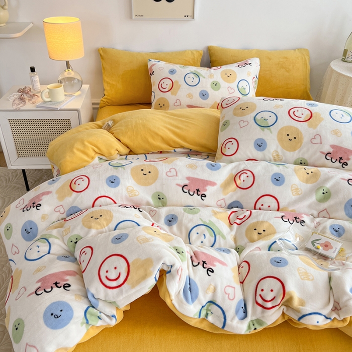 91家纺网 家纺一手货源 找家纺 澳梵 2022新款牛奶绒印花四件套 晴天