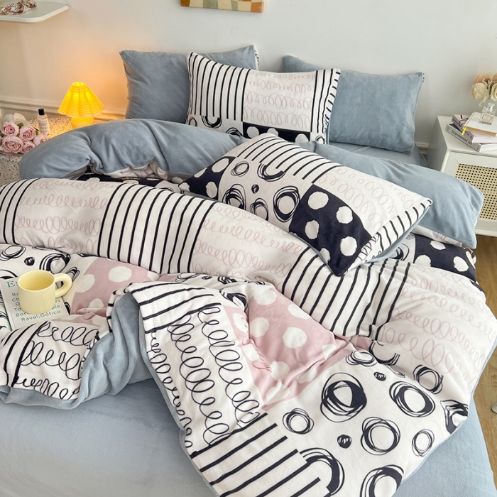 91家纺网 家纺一手货源 找家纺 澳梵 2022新款牛奶绒印花四件套 时光