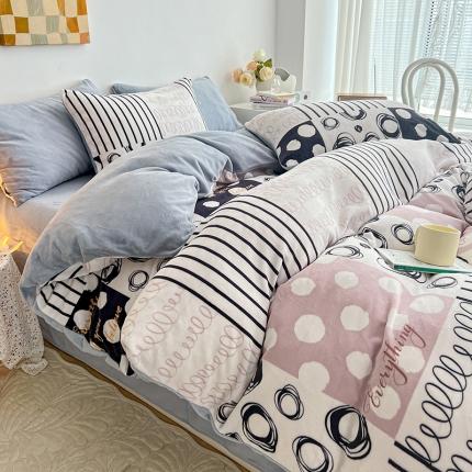 澳梵 2022新款牛奶绒印花四件套 时光