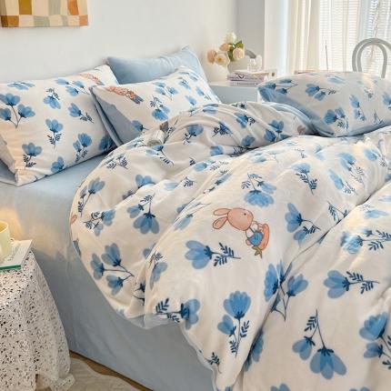 澳梵 2022新款牛奶绒印花四件套 小兰花