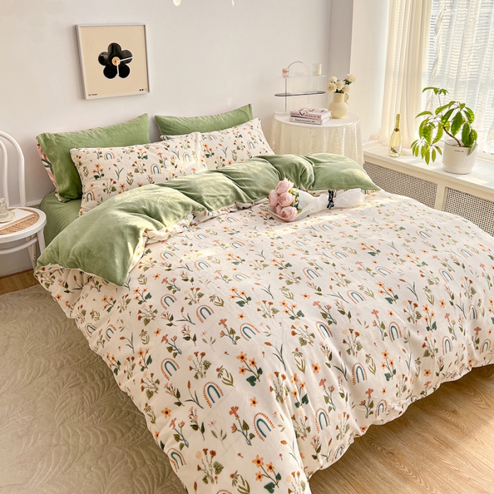 91家纺网 家纺一手货源 找家纺 澳梵 2022新款牛奶绒印花四件套 追梦