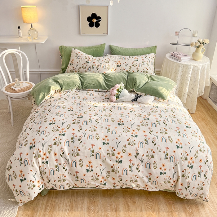 91家纺网 家纺一手货源 找家纺 澳梵 2022新款牛奶绒印花四件套 追梦