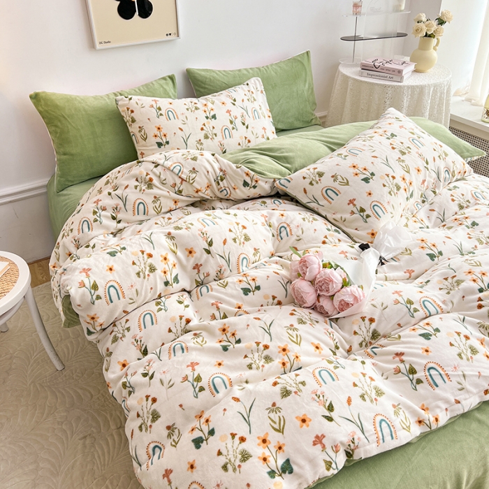 91家纺网 家纺一手货源 找家纺 澳梵 2022新款牛奶绒印花四件套 追梦