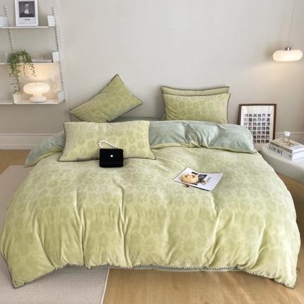 91家纺网 家纺一手货源 找家纺 （总）眠屿家纺 2022新款三角针兰花牛奶绒四件套