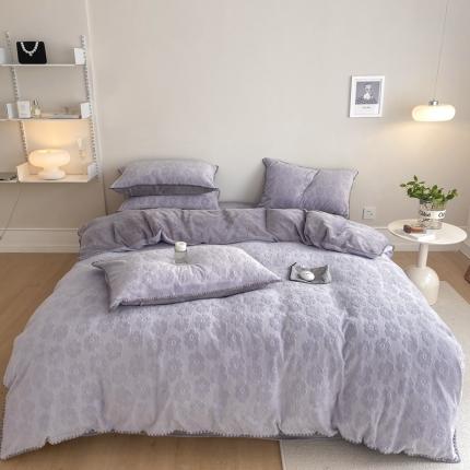 91家纺网 家纺一手货源 找家纺 （总）眠屿家纺 2022新款三角针兰花牛奶绒四件套