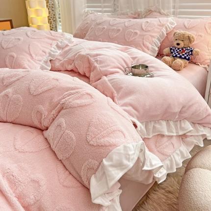澳梵 2022新款塔芙绒韩版四件套 猜心心-粉色