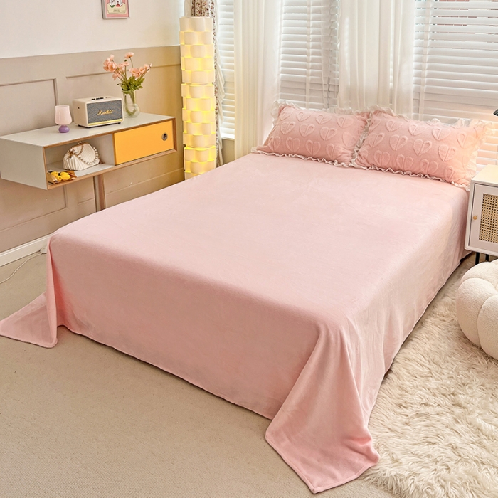 91家纺网 家纺一手货源 找家纺 澳梵 2022新款塔芙绒韩版四件套 猜心心-粉色