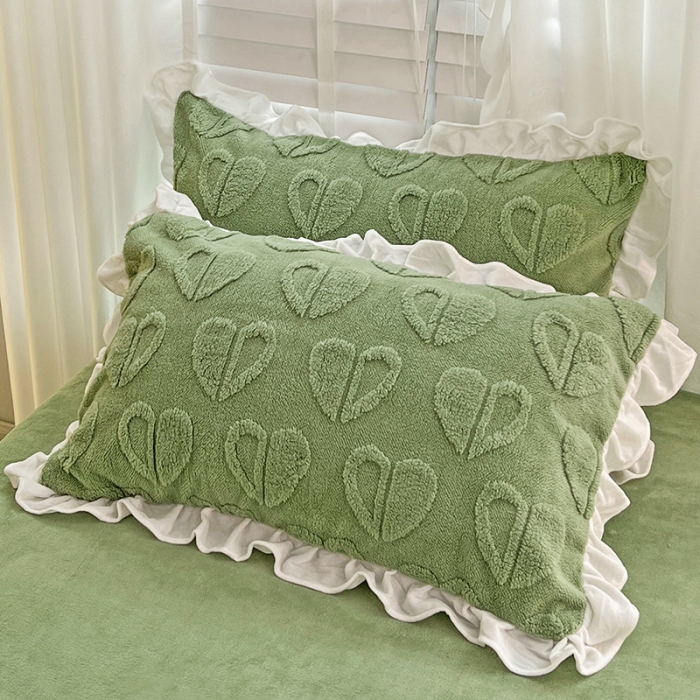 91家纺网 家纺一手货源 找家纺 澳梵 2022新款塔芙绒韩版四件套 猜心心-绿色