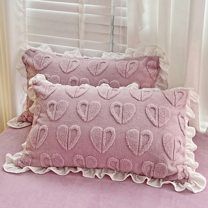 91家纺网 家纺一手货源 找家纺 澳梵 2022新款塔芙绒韩版四件套 猜心心-紫色