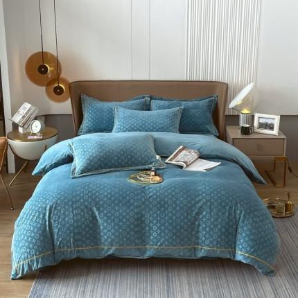 91家纺网 家纺一手货源 找家纺 （总）老K (原美阁） 2024新款婴儿绒牛奶绒简约绒四件套-路易