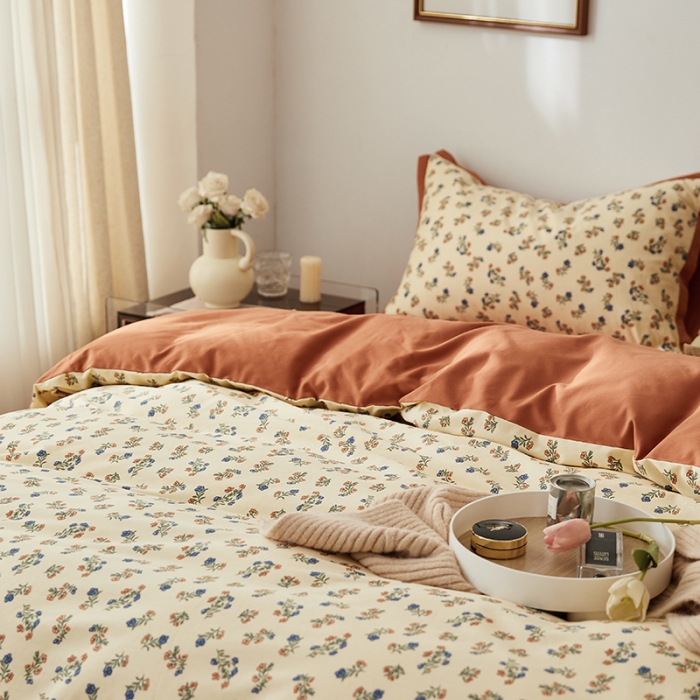 91家纺网 家纺一手货源 找家纺 时年 2022新款生态磨毛飞边款四件套 沉香