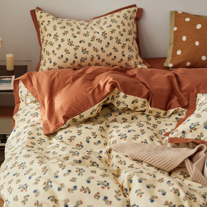 91家纺网 家纺一手货源 找家纺 时年 2022新款生态磨毛飞边款四件套 沉香