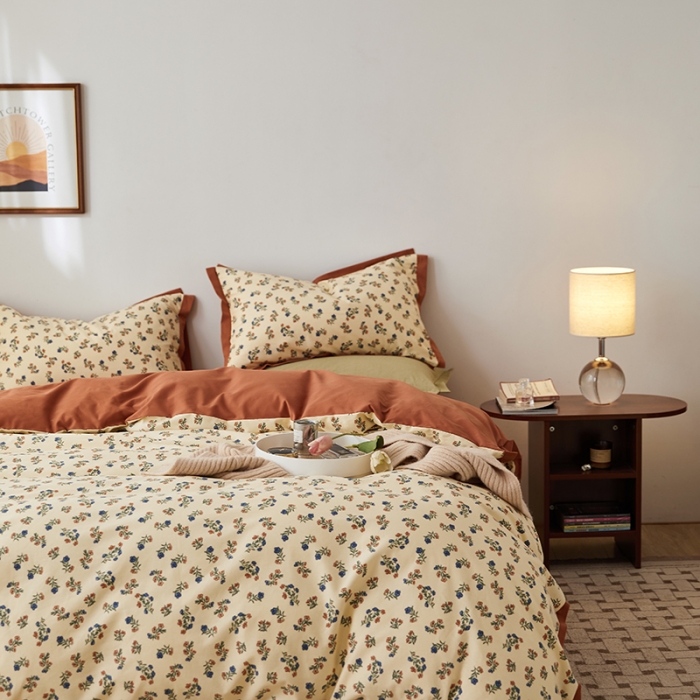 91家纺网 家纺一手货源 找家纺 时年 2022新款生态磨毛飞边款四件套 沉香