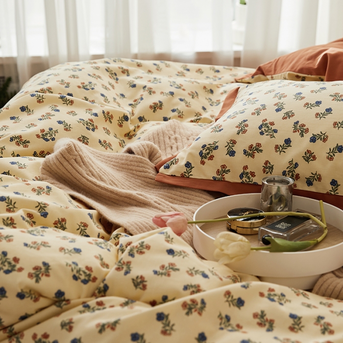 91家纺网 家纺一手货源 找家纺 时年 2022新款生态磨毛飞边款四件套 沉香