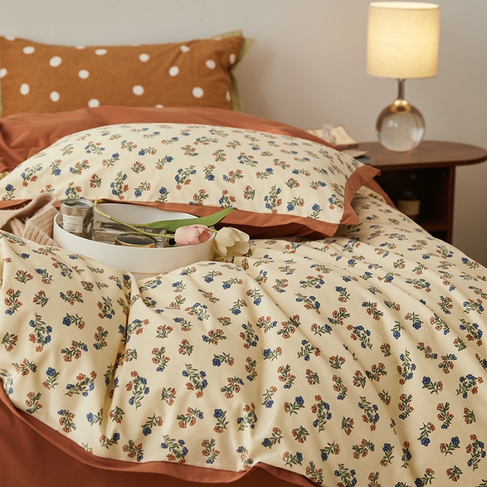 91家纺网 家纺一手货源 找家纺 时年 2022新款生态磨毛飞边款四件套 沉香