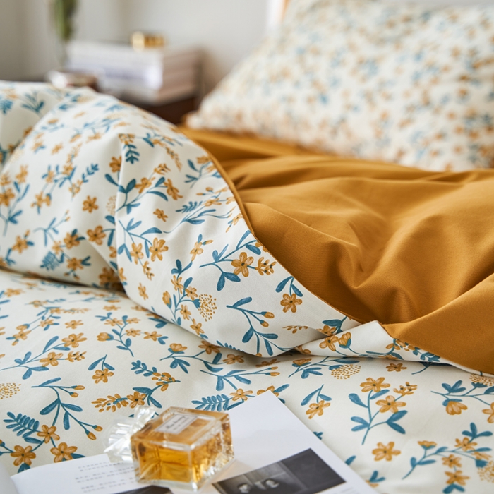 91家纺网 家纺一手货源 找家纺 时年 2022新款生态磨毛飞边款四件套 莲舟