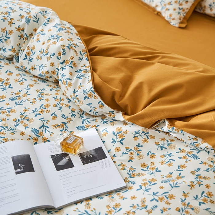 91家纺网 家纺一手货源 找家纺 时年 2022新款生态磨毛飞边款四件套 莲舟