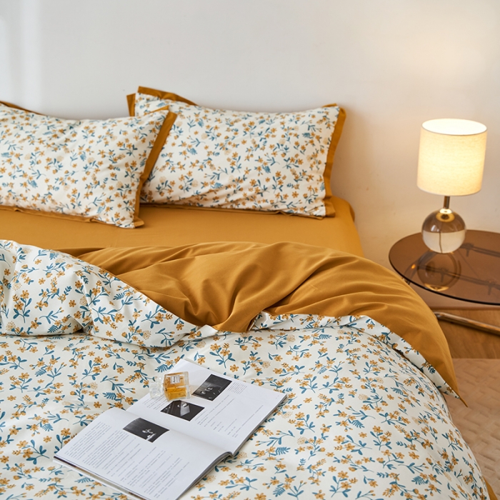 91家纺网 家纺一手货源 找家纺 时年 2022新款生态磨毛飞边款四件套 莲舟