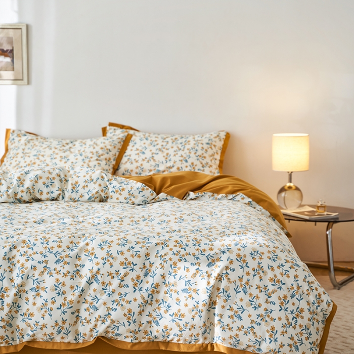 91家纺网 家纺一手货源 找家纺 时年 2022新款生态磨毛飞边款四件套 莲舟