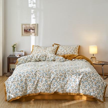 时年 2022新款生态磨毛飞边款四件套 莲舟