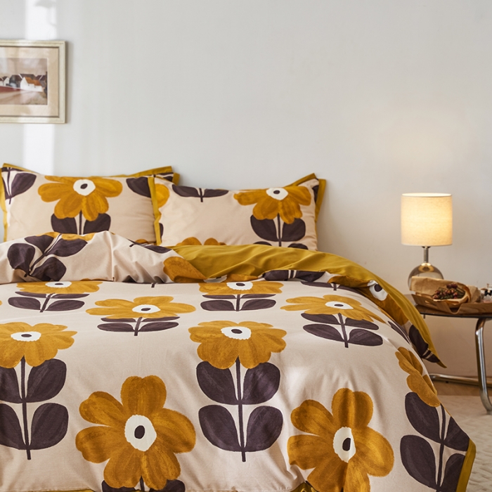 91家纺网 家纺一手货源 找家纺 时年 2022新款生态磨毛飞边款四件套 林间