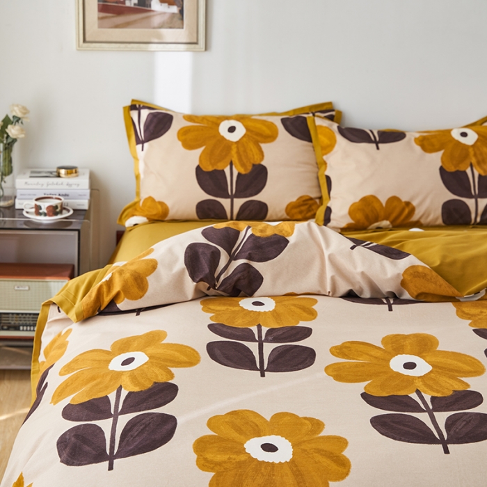 91家纺网 家纺一手货源 找家纺 时年 2022新款生态磨毛飞边款四件套 林间