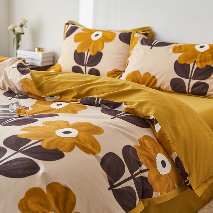 91家纺网 家纺一手货源 找家纺 时年 2022新款生态磨毛飞边款四件套 林间