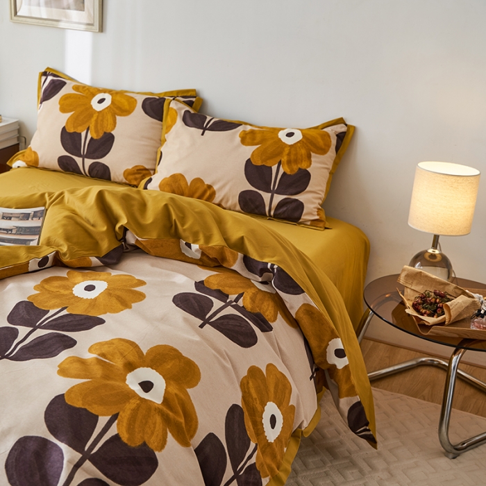 91家纺网 家纺一手货源 找家纺 时年 2022新款生态磨毛飞边款四件套 林间