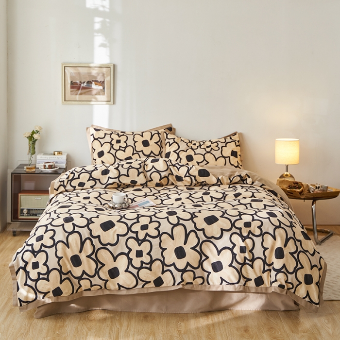 91家纺网 家纺一手货源 找家纺 时年 2022新款生态磨毛飞边款四件套 洛神