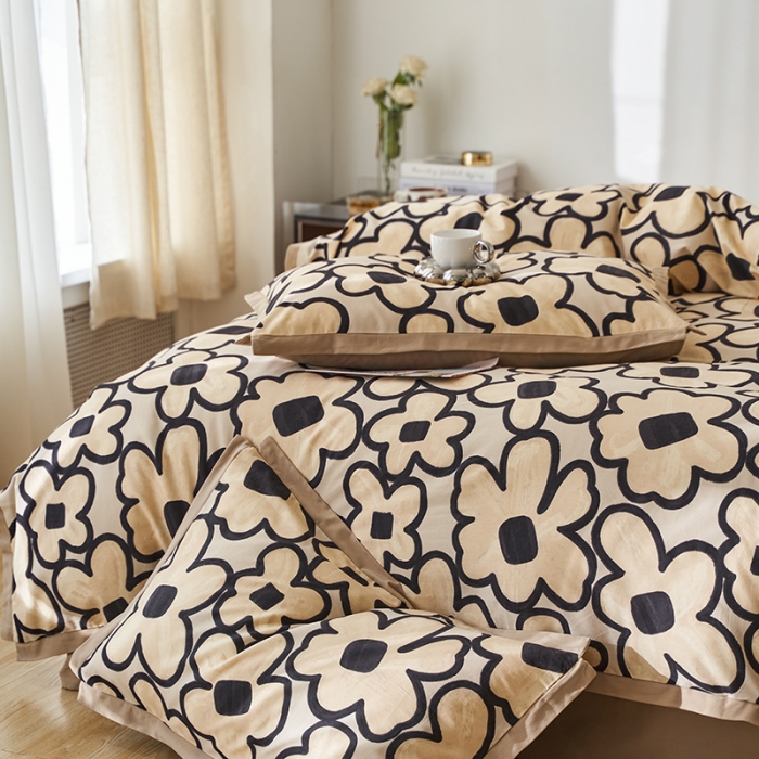 91家纺网 家纺一手货源 找家纺 时年 2022新款生态磨毛飞边款四件套 洛神