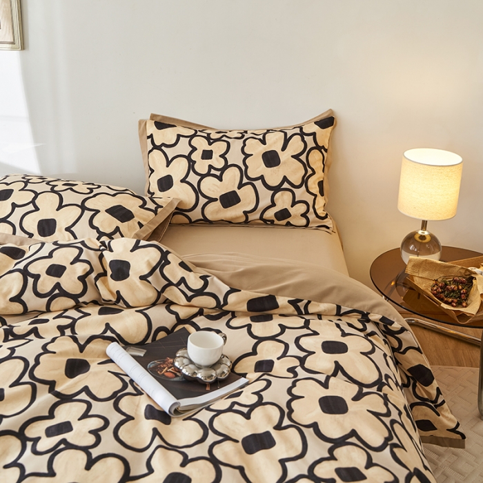 91家纺网 家纺一手货源 找家纺 时年 2022新款生态磨毛飞边款四件套 洛神