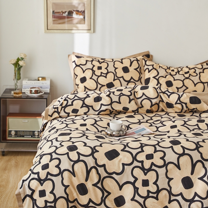 91家纺网 家纺一手货源 找家纺 时年 2022新款生态磨毛飞边款四件套 洛神