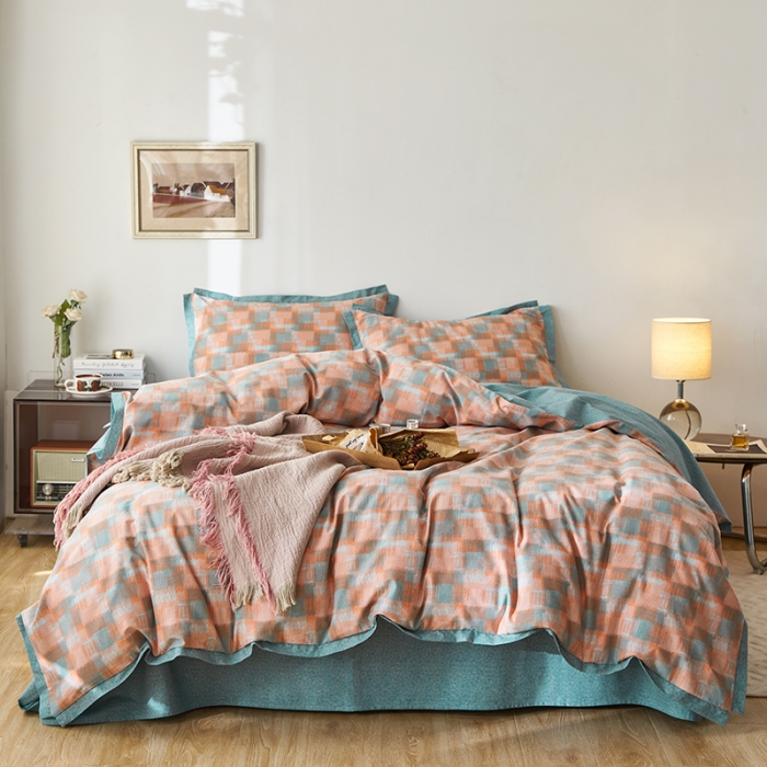 91家纺网 家纺一手货源 找家纺 时年 2022新款生态磨毛飞边款四件套 千帆