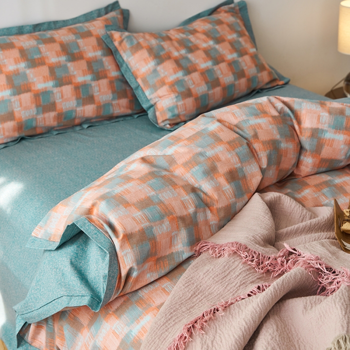 91家纺网 家纺一手货源 找家纺 时年 2022新款生态磨毛飞边款四件套 千帆