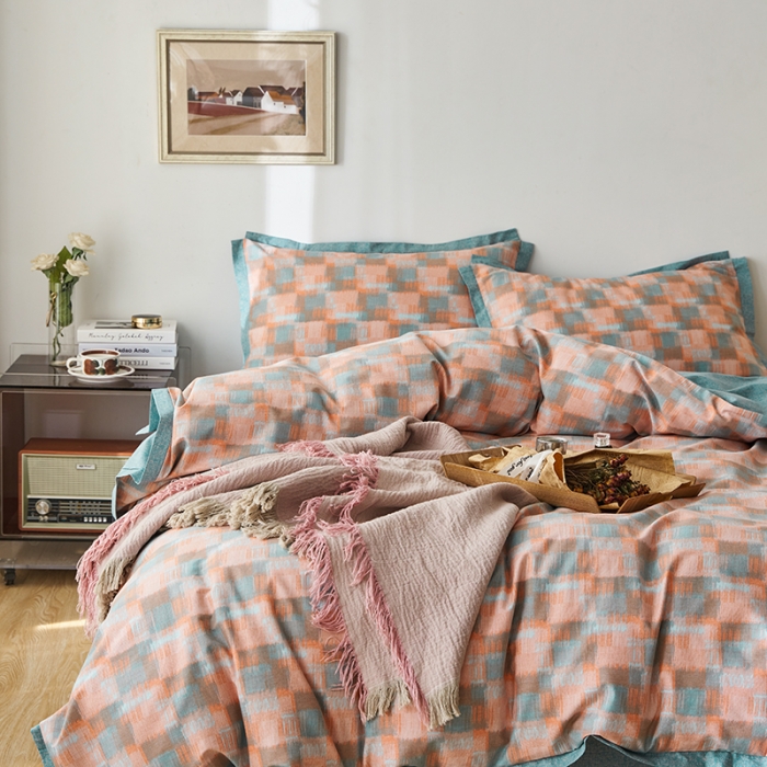 91家纺网 家纺一手货源 找家纺 时年 2022新款生态磨毛飞边款四件套 千帆