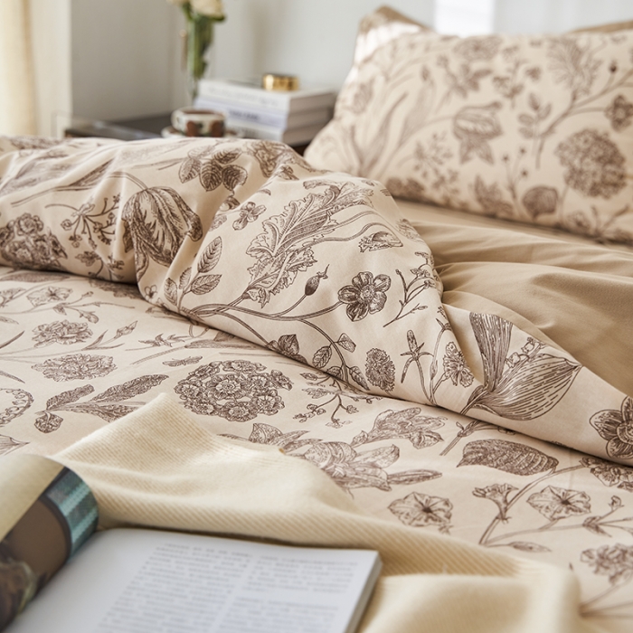 91家纺网 家纺一手货源 找家纺 时年 2022新款生态磨毛飞边款四件套 秋言