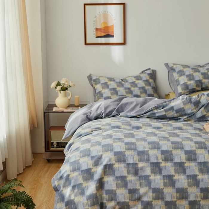 91家纺网 家纺一手货源 找家纺 时年 2022新款生态磨毛飞边款四件套 远山