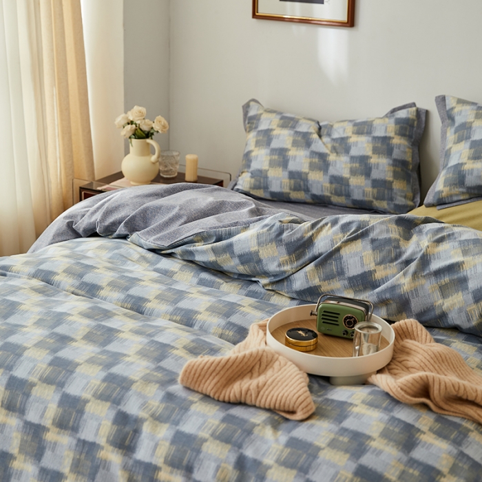 91家纺网 家纺一手货源 找家纺 时年 2022新款生态磨毛飞边款四件套 远山