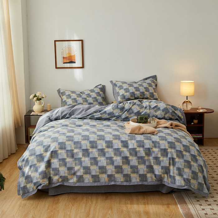 91家纺网 家纺一手货源 找家纺 时年 2022新款生态磨毛飞边款四件套 远山